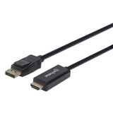 Manhattan Cable DisplayPort 1.2 a HDMI, 4K@60 Hz, 1,8 m, macho a macho, DP con pestaña de bloqueo, negro, no bidireccion