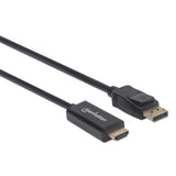 Manhattan Cable DisplayPort 1.2 a HDMI, 4K@60 Hz, 1,8 m, macho a macho, DP con pestaña de bloqueo, negro, no bidireccion