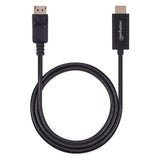 Manhattan Cable DisplayPort 1.2 a HDMI, 4K@60 Hz, 1,8 m, macho a macho, DP con pestaña de bloqueo, negro, no bidireccion