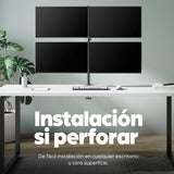 Manhattan Soporte de sobremesa para 4 monitores, pantallas 10"–27", base o abrazadera, Compatibilidad VESA: 75x75 y 100x100 mm (verifique las dimensiones de los cuatro orificios de montaje traseros), carga máxima 8 kg (cada uno), negro Monitor negro