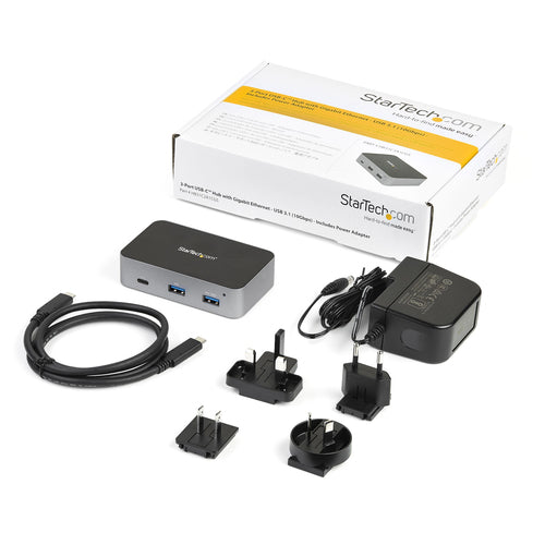 StarTech.com Hub USB-C de 3 Puertos con Puerto de Red Ethernet - USB 3.2 Gen 2 (10Gbps) - Alimentado - 2xUSB-A 1xUSB-C H