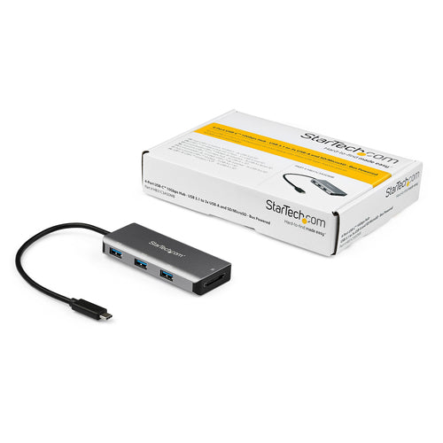 StarTech.com Hub Ladrón USB-C de 3 Puertos 10Gbps y Lector de Tarjetas de Memoria Flash SD - con 3 Puertos USB-A y 1 Ran