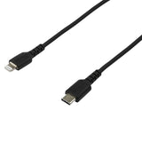 StarTech.com Cable Resistente USB-C a Lightning de 2 m Negro - Cable de Sincronización y Carga USB Tipo C a Lightning con Fibra de Aramida Resistente - Certificado MFi de Apple - para iPad/iPhone 12 Cable Negro 2 m USB A Lightning
