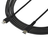 StarTech.com Cable Resistente USB-C a Lightning de 2 m Negro - Cable de Sincronización y Carga USB Tipo C a Lightning con Fibra de Aramida Resistente - Certificado MFi de Apple - para iPad/iPhone 12 Cable Negro 2 m USB A Lightning