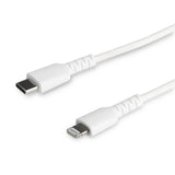 StarTech.com Cable Resistente USB-C a Lightning de 1 m Blanco - Cable de Sincronización y Carga USB Tipo C a Lightning con Fibra de Aramida Resistente - Certificado MFi de Apple - para iPad/iPhone 12 Cable Blanco 1 m USB C Lightning