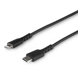 StarTech.com Cable Resistente USB-C a Lightning de 1 m Negro - Cable de Sincronización y Carga USB Tipo C a Lightning con Fibra de Aramida Resistente - Certificado MFi de Apple - para iPad/iPhone 12 Cable Negro 1 m USB C Lightning