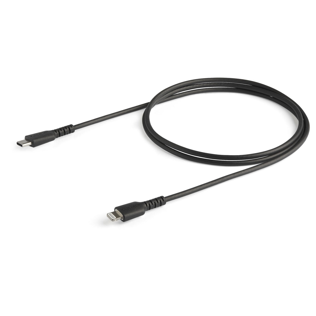 StarTech.com Cable Resistente USB-C a Lightning de 1 m Negro - Cable de Sincronización y Carga USB Tipo C a Lightning con Fibra de Aramida Resistente - Certificado MFi de Apple - para iPad/iPhone 12 Cable Negro 1 m USB C Lightning