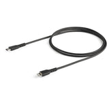 StarTech.com Cable Resistente USB-C a Lightning de 1 m Negro - Cable de Sincronización y Carga USB Tipo C a Lightning con Fibra de Aramida Resistente - Certificado MFi de Apple - para iPad/iPhone 12 Cable Negro 1 m USB C Lightning
