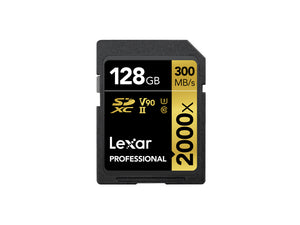 Lexar 2000x 128 GB SDHC Clase 10, 300 MB/s, 260 MB/s, Class 3 (U3), LSD2000128G-BNNNG