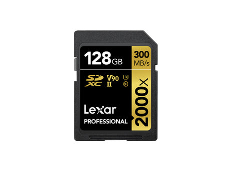Lexar 2000x 128 GB SDHC Clase 10, 300 MB/s, 260 MB/s, Class 3 (U3), LSD2000128G-BNNNG