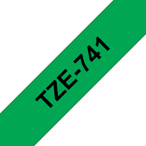 CINTA BROTHER TZE-741 NEGRO/VERDE 18MM