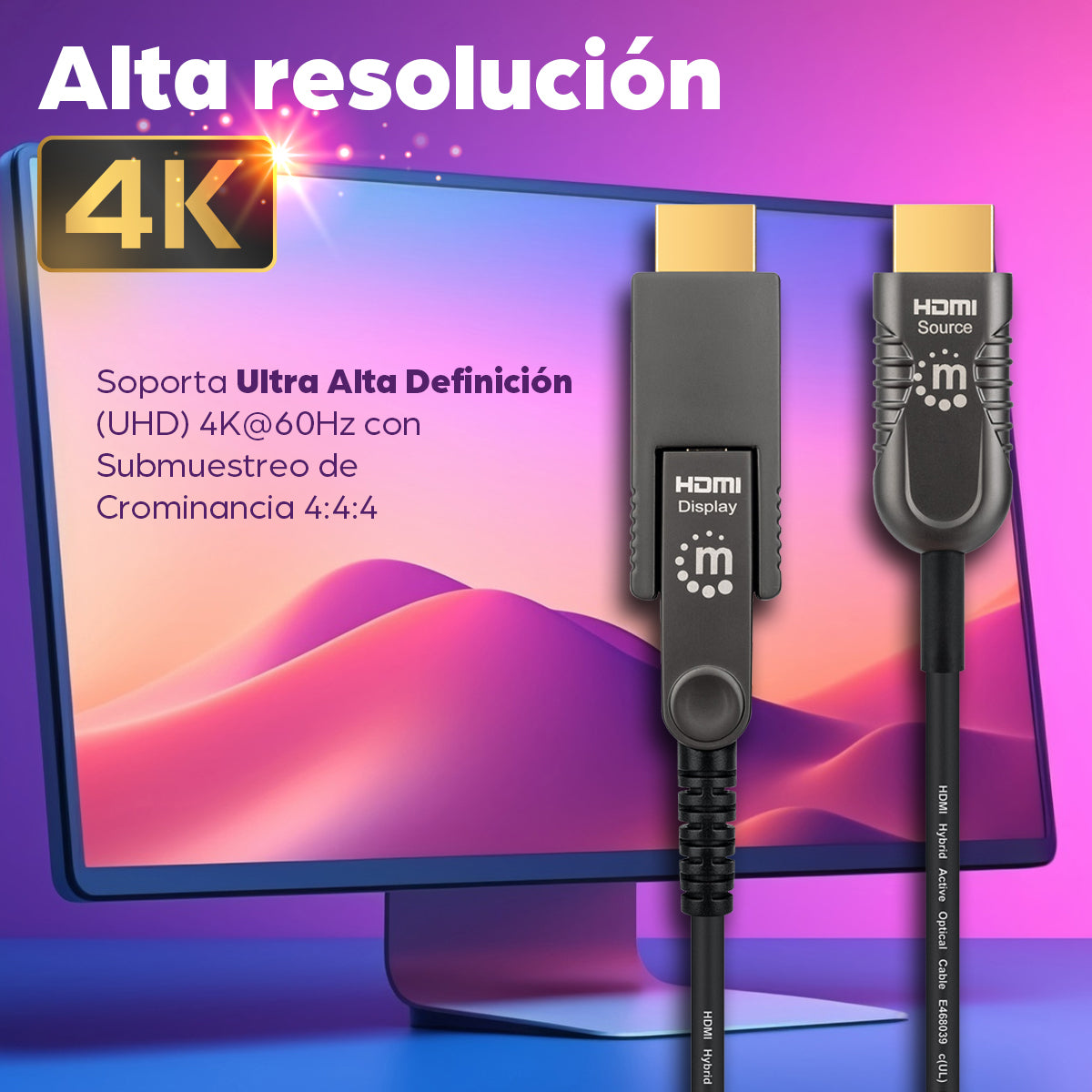 Manhattan 355193 Cable 30 m HDMI tipo A (Estándar) HDMI tipo D (Micro) Macho