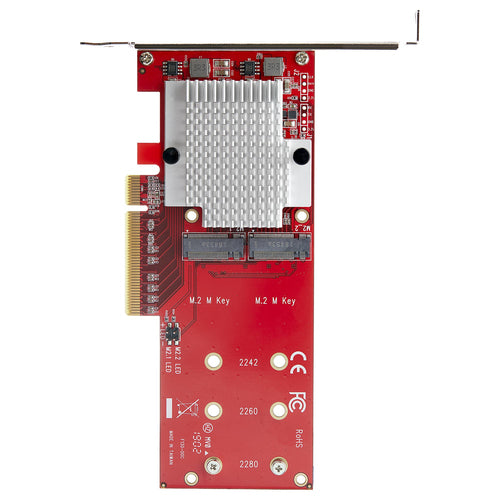 StarTech.com Tarjeta Adaptadora para 2 SSD M.2 PCIe SSD - Dos SSDs NVMe o AHCI M.2 SSD a x8/x16 PCI Express 3.0 - Compat