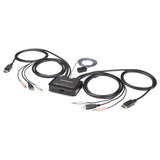 StarTech.com Switch Conmutador KVM de 2 Puertos DisplayPort 4K60Hz con Cables Incorporados Interruptores KVM 1 USB 4K Ul