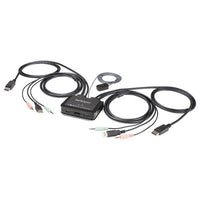 StarTech.com Switch Conmutador KVM de 2 Puertos DisplayPort 4K60Hz con Cables Incorporados Interruptores KVM 1 USB 4K Ul
