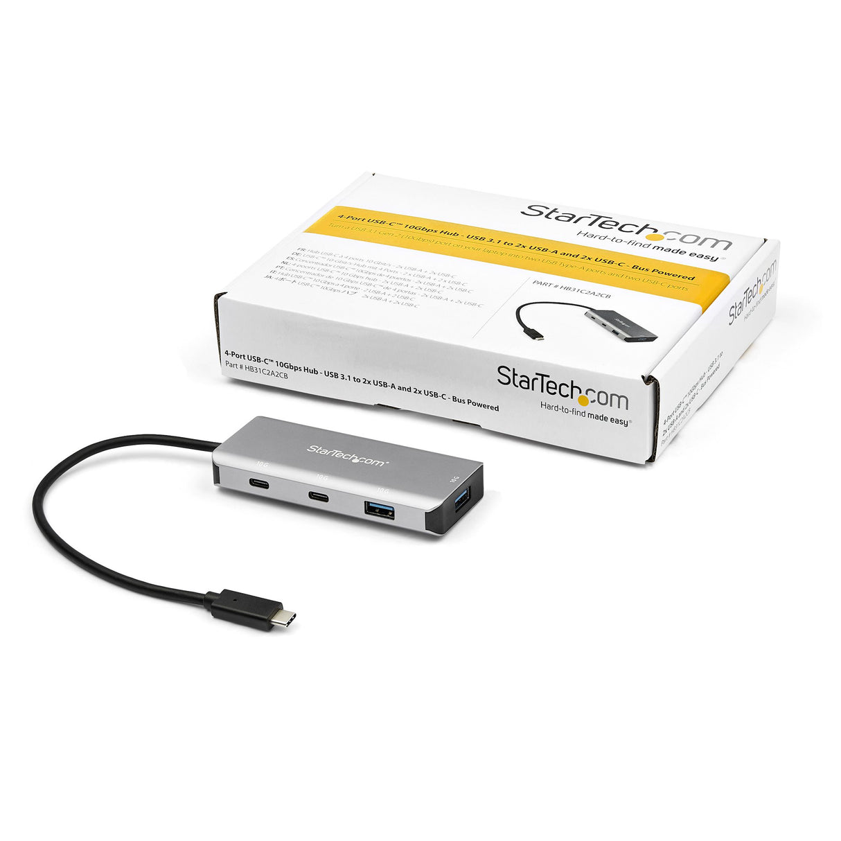 StarTech.com Hub USB C de 4 puertos - 2x USB A y 2x USB C - Concentrador USB Tipo C 3.2 Gen 2 SuperSpeed de 10Gbps Alimentado por el bus USB - Ladrón USB C con Cable de 25cm hubs de interfaz USB 3.2 Gen 2 (3.1 Gen 2) Type-C 2 2 4
