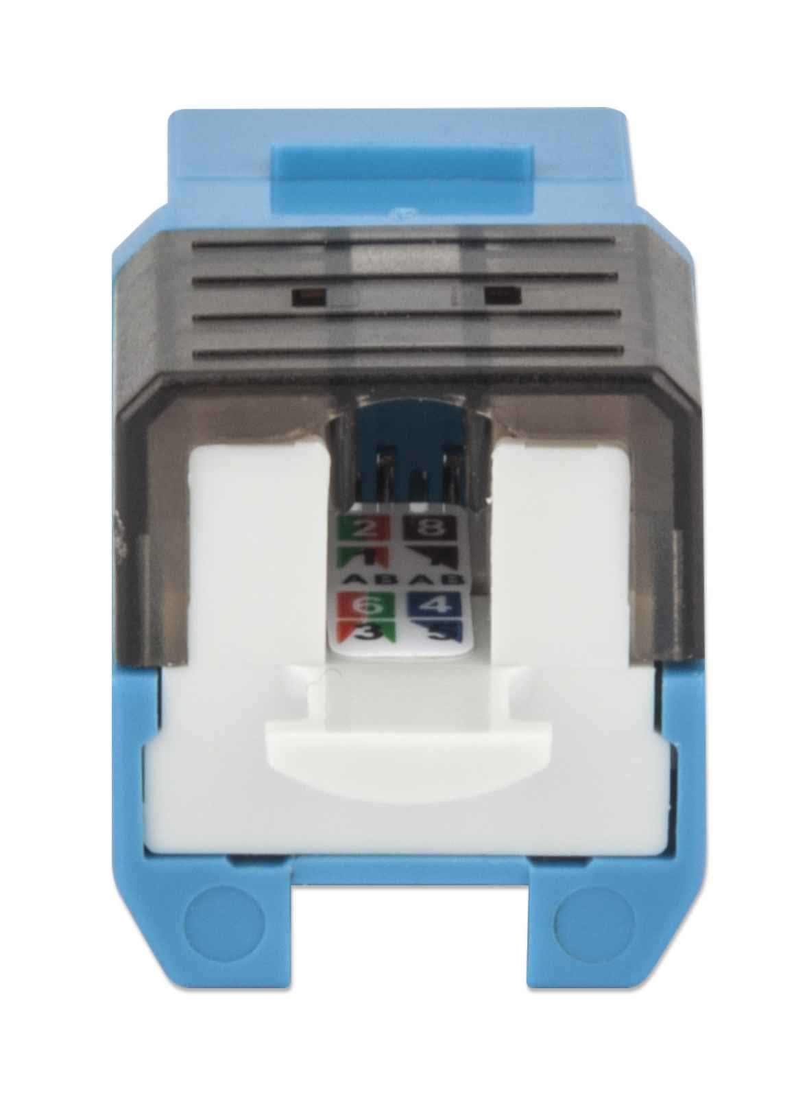 Intellinet Jack Keystone Cat6a FastPunch módulos de conectores de red Plano Azul IDC RJ-45
