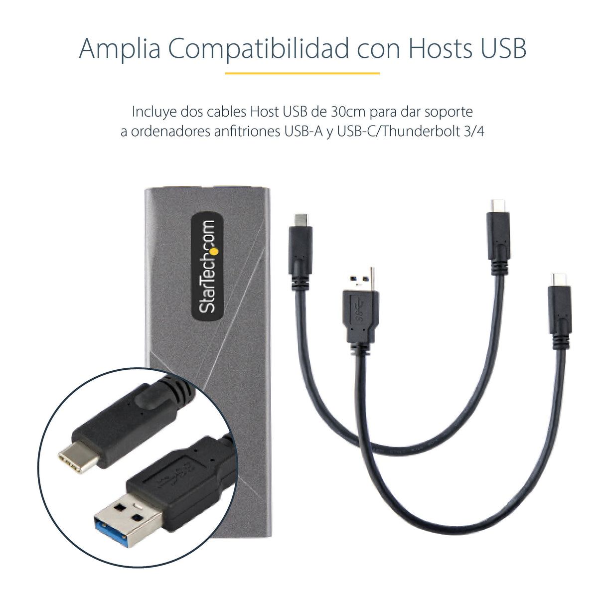 StarTech.com Caja Externa de Aluninio USB-C 10Gbps a NVMe M.2 o SSD M.2 SATA - Sin Herramientas para SSD M.2 NGFF PCIe/S