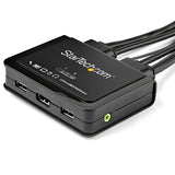 StarTech.com Switch Conmutador KVM de 2 Puertos HDMI - 4K de 60Hz - Switch Conmutador Selector KVM Compacto de Sobremesa