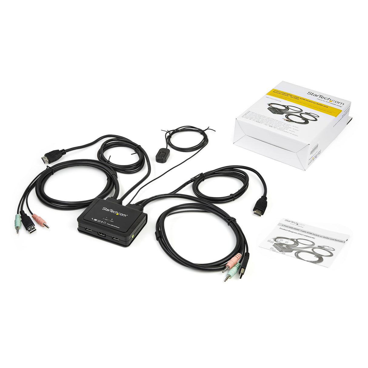 StarTech.com Switch Conmutador KVM de 2 Puertos HDMI - 4K de 60Hz - Switch Conmutador Selector KVM Compacto de Sobremesa
