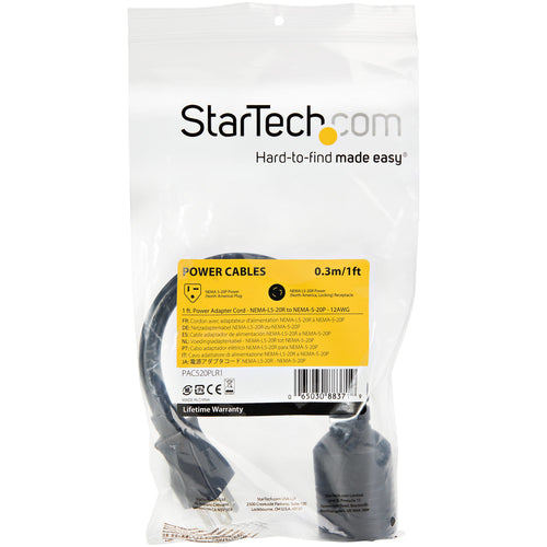 StarTech.com PAC520PLR1 Cables de transmisión Negro Macho 125 V