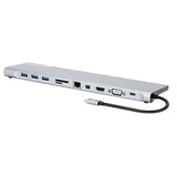Docking Station Manhattan USB-C 11 en 1 MST para 3 Monitores, 4K, Gigabit Ethernet, SD/TF