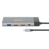 Docking Station Manhattan USB-C 10 Puertos, 2xHDMI, 5xUSB-A, 130W de Potencia