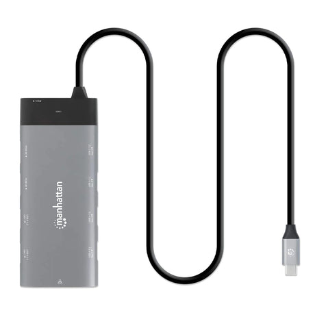 Docking Station Manhattan USB-C 10 Puertos, 2xHDMI, 5xUSB-A, 130W de Potencia