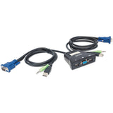 Conmutador KVM USB 2:1 Manhattan con cables, audio y micrófono, 2 puertos USB