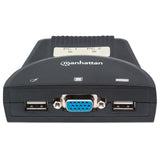 Conmutador KVM USB 2:1 Manhattan con cables, audio y micrófono, 2 puertos USB