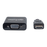 Convertidor Manhattan Video HDMI a SVGA, Negro - 1080p, 60Hz, 3 Puertos