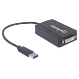 Convertidor Manhattan USB 3.0 a DVI-I Hembra 152310, 1080p, 60Hz, 6 Pulgadas