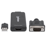 Convertidor Manhattan Video VGA a HDMI con Audio USB, Resolución 1080p, 152426
