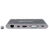 Convertidor Manhattan 152808 USB-C a HDMI/DPMINI/SVGA/RJ45/3.5mm, 4K, Gigabit Ethernet, Audio