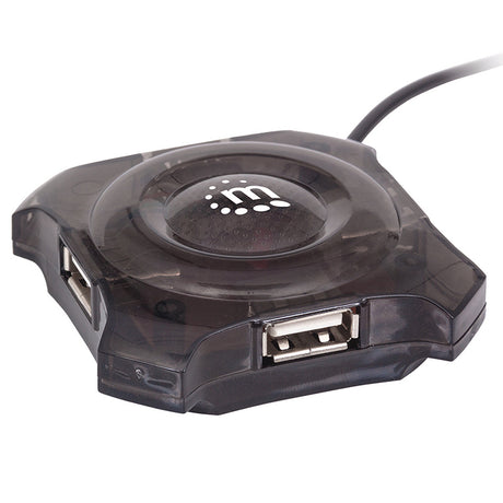 Concentrador USB Manhattan Mini Hub 4 Puertos Negro, Velocidad 480Mbps, Compacto