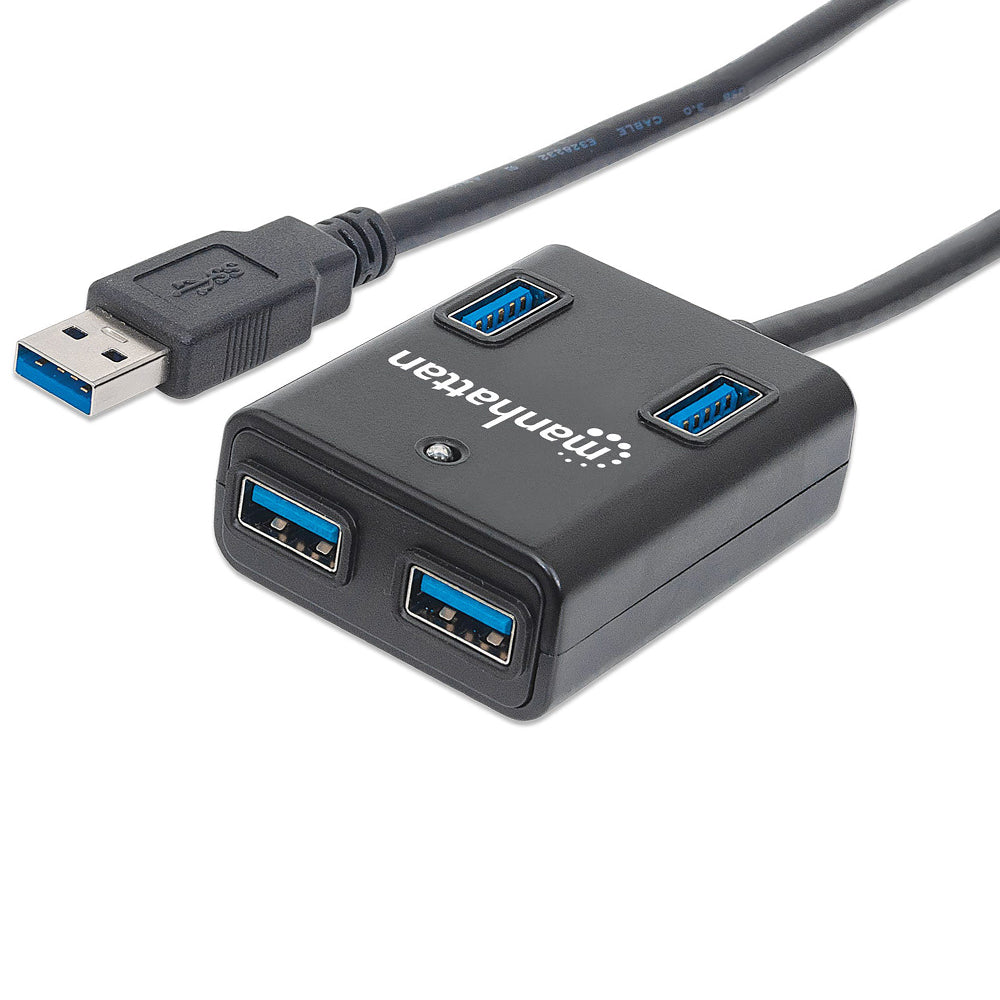HUB USB V3.0 MANHATTAN 4 PTOS 5GBPS SUPER VELOCIDAD ALUMINIO 162296