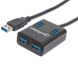HUB USB V3.0 MANHATTAN 4 PTOS 5GBPS SUPER VELOCIDAD ALUMINIO 162296