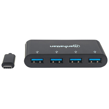 HUB USB C MANHATTAN 4 PTOS V3.1 NEGRO 10Gbps 4K 60Hz 150mm Cable