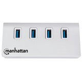 HUB USB A V3.0 Manhattan Aluminio 4 Puertos Alimentación por Bus 163767