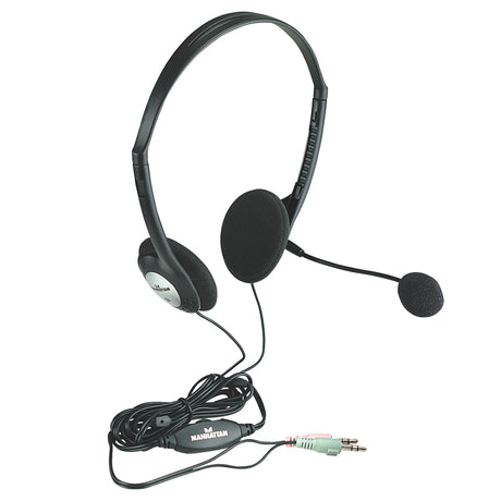 Diadema Manhattan con Micrófono Estándar, Cable 1.5m, Conector 3.5mm, Control de Volumen