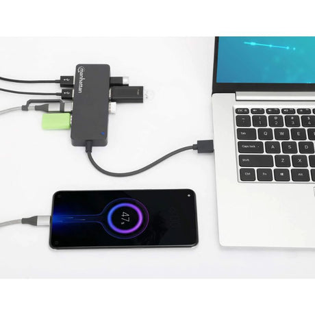 Concentrador USB 3.2 Manhattan 7 Puertos 5Gbps, 168403