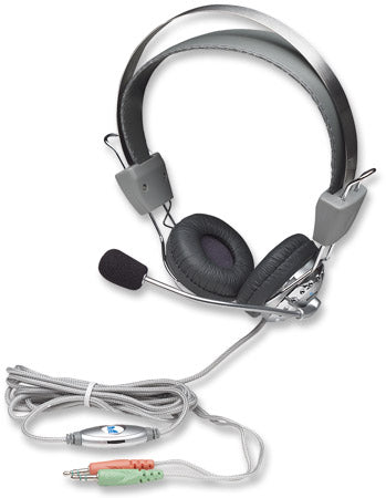 Diadema Manhattan con Micrófono Metálico Flex Acero Inox, Cable 1.75m