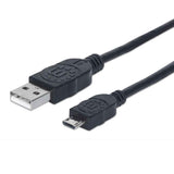 Cable Manhattan USB A Macho a Micro B Macho 1.8m Negro 307178
