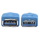 Cable de Extensión USB 3.0 Manhattan 2m Azul, Transferencia de Datos de Alta Velocidad