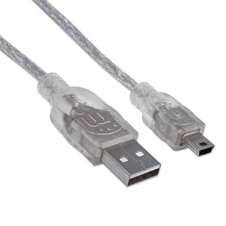 Cable USB V2.0 Manhattan A-Mini B 1.8m Plata 333412, Velocidad de Transmisión de Datos de 480Mbps