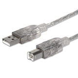 Cable USB Manhattan V2.0 A-B 3.0M, Transferencia 480Mbps, Color Plata