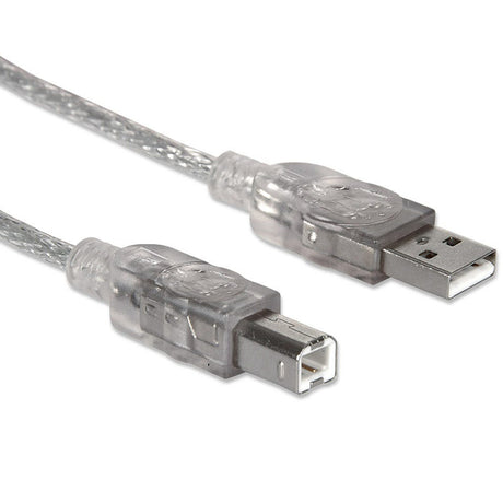 Cable USB Manhattan V2.0 A-B 3.0M, Transferencia 480Mbps, Color Plata