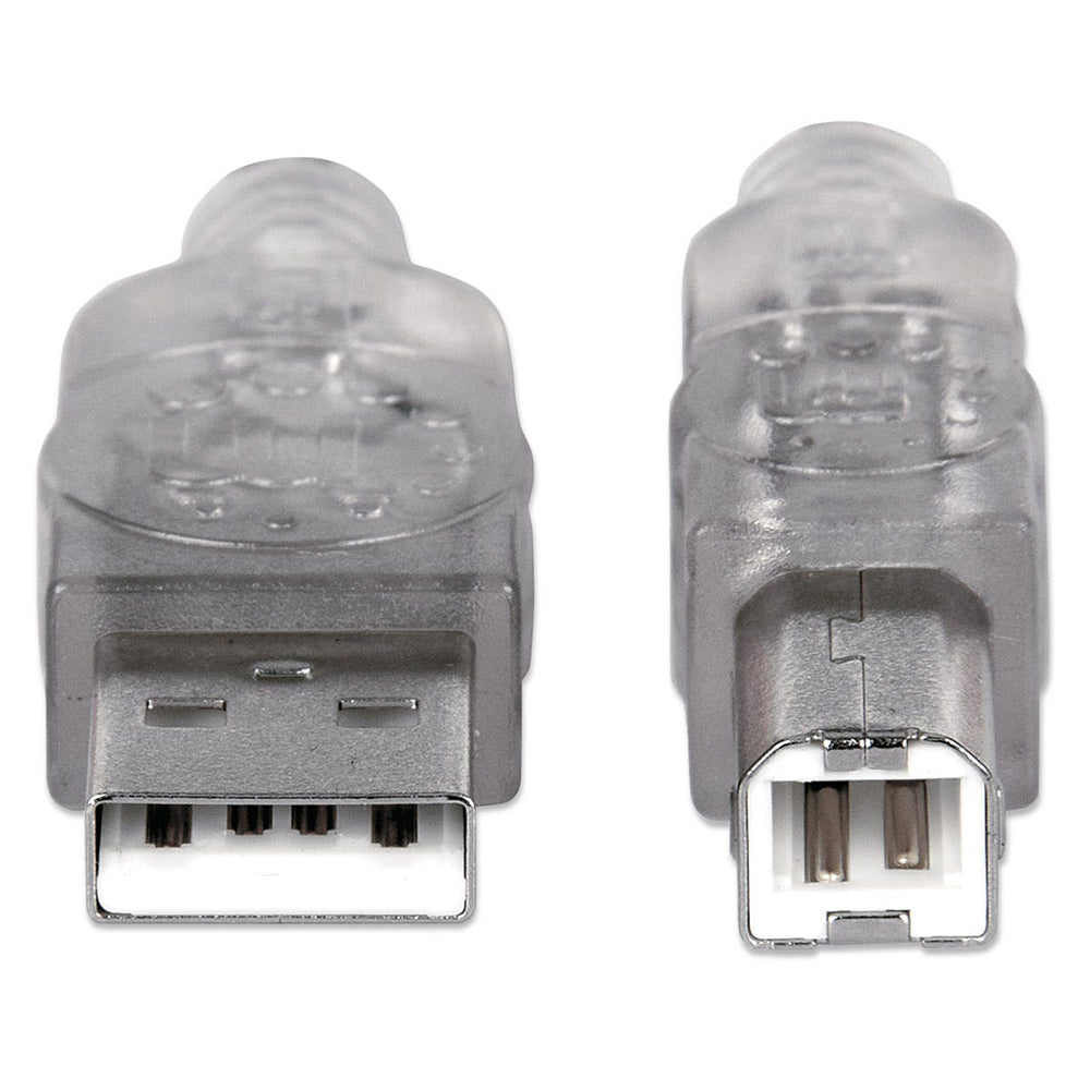 Cable USB Manhattan V2.0 A-B 3.0M, Transferencia 480Mbps, Color Plata