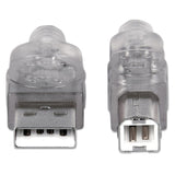 Cable USB Manhattan V2.0 A-B 3.0M, Transferencia 480Mbps, Color Plata