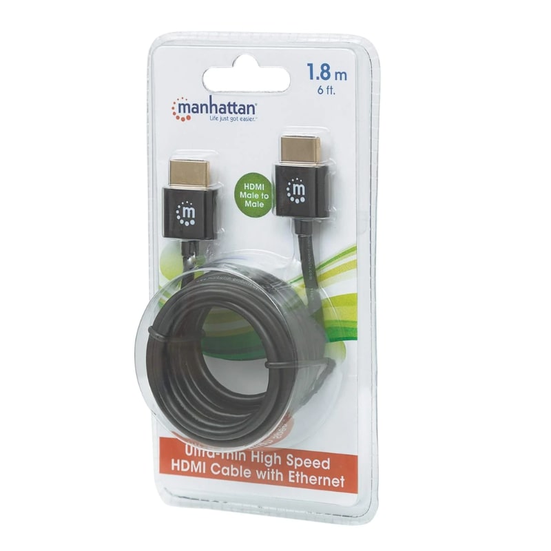Cable HDMI Manhattan 1.8 mts 2.0 UltraDelgado Macho-M, 4K, 60Hz, 18 Gbps